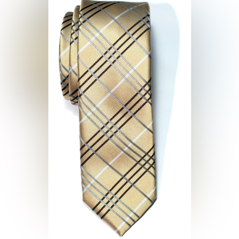Tartan Plaid Check Styles Woven Microfiber Skinny Tie